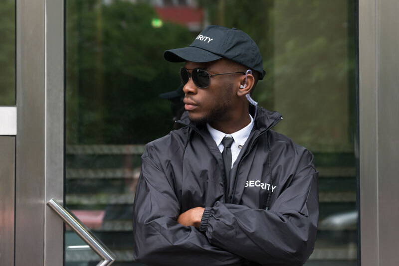 security-guard-guarding-door
