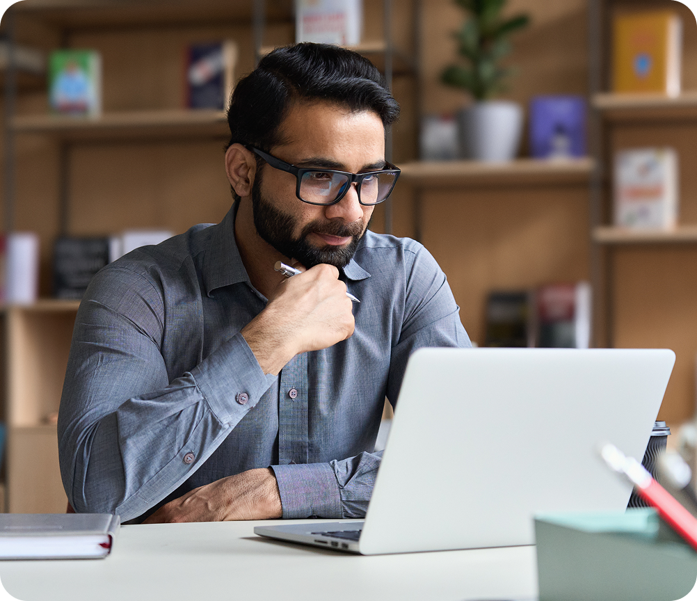 Person studying on a laptop